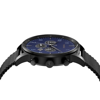 Trnda Men's Black Stainless Steel Watch, Dark Blue Dial | Tr43mbl