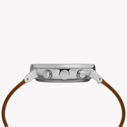 Timex Men's Brass Watch, Silver Dial & Tan Leather Band | Tw2r79900