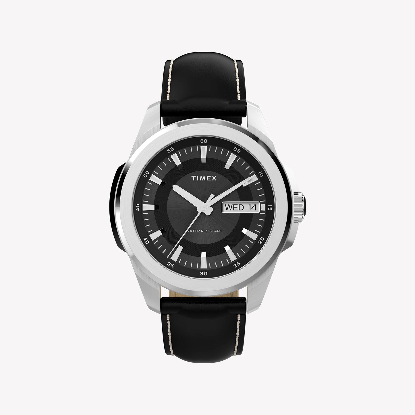 TIMEX Men's Silver-Tone Steel, Black Leather | TW2Y20600