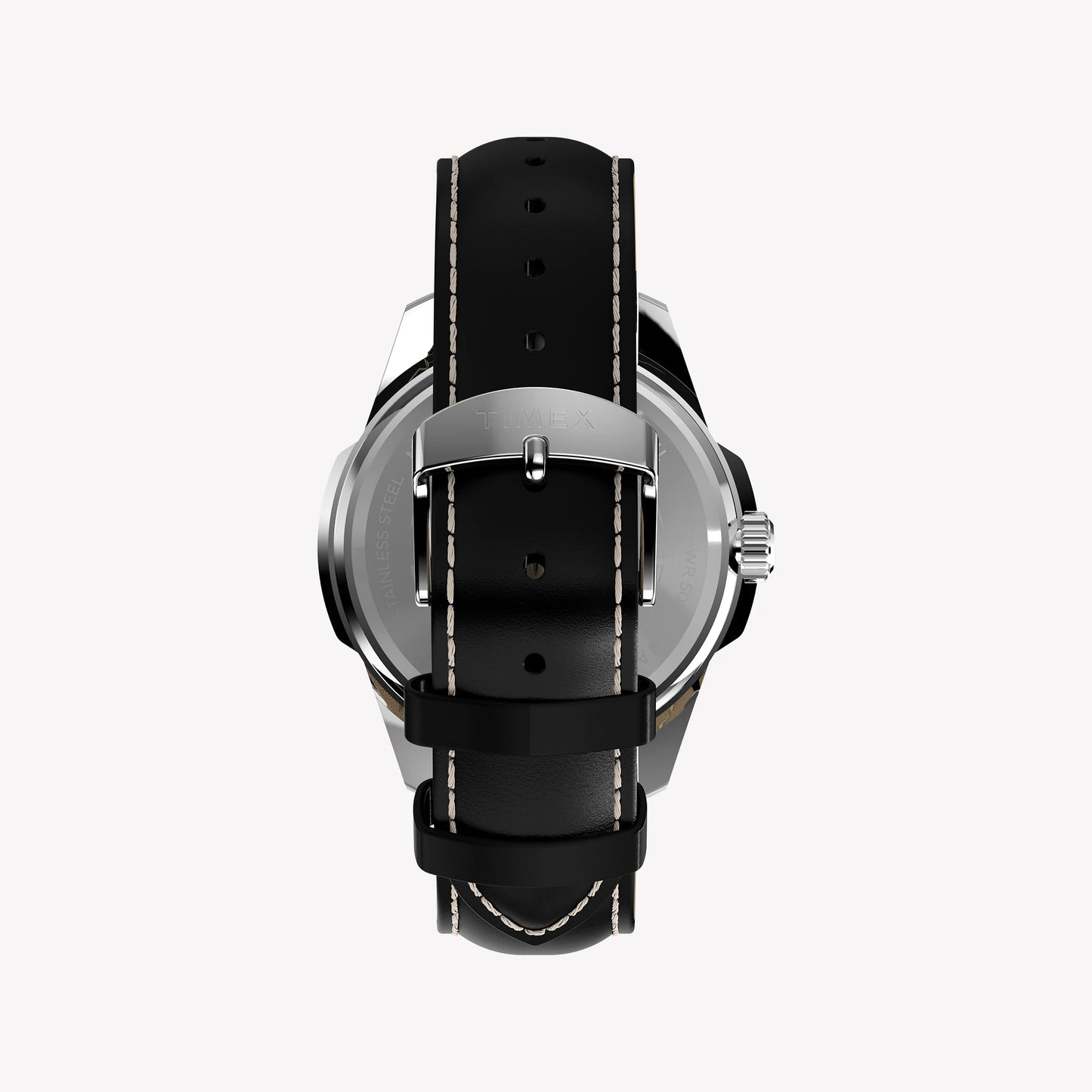 TIMEX Men's Silver-Tone Steel, Black Leather | TW2Y20600