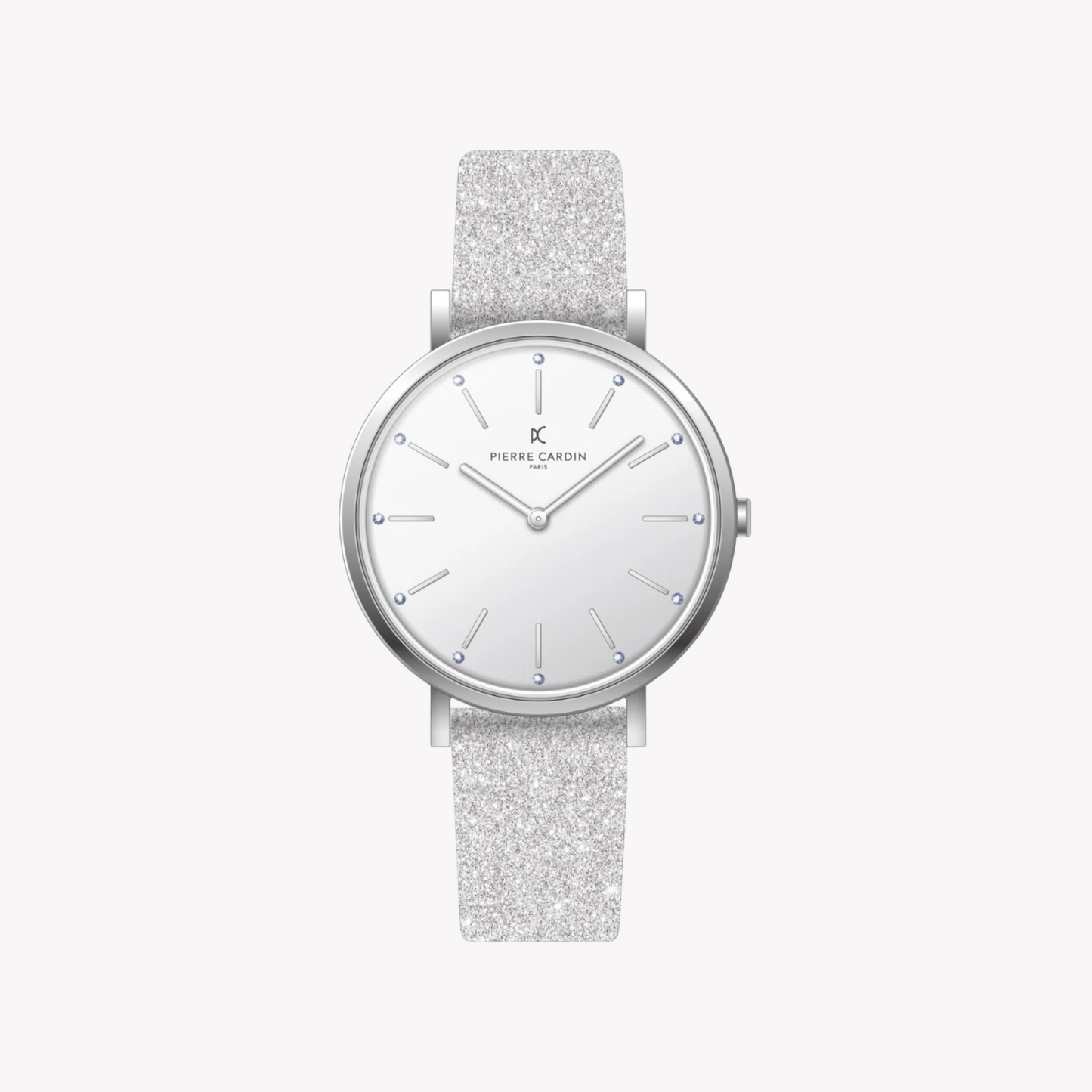 Pierre Cardin Women's Silver Leather Watch, White Dial | Cbv.1115