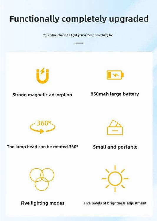 Beauty and rejuvenation magnetic selfie fill light Magnetic fill light, snaps on instantly - your personal lighting assistant
