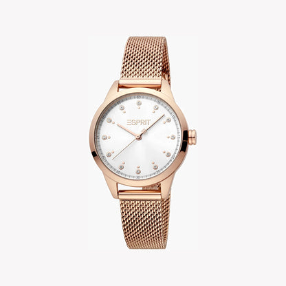 Esprit Women's Rose Gold Stainless Steel Watch, Silver Dial | ES1L259M1095