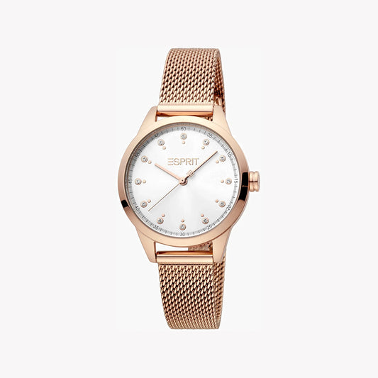 Esprit Women's Rose Gold Stainless Steel Watch, Silver Dial | ES1L259M1095